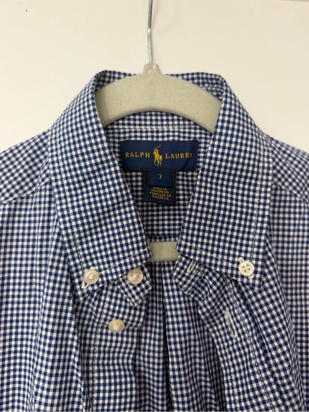 Boys - Ralph Lauren Blue Gingham Short-Sleeve Button-Down Shirt
